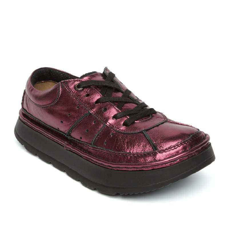 Полуботинки жен.кожа-текстиль розовый-металлик